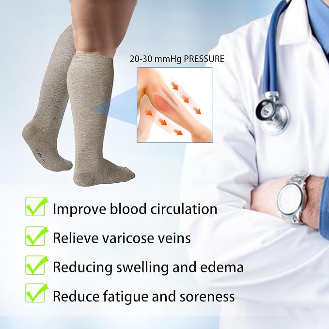 LEVSOX Compression Socks for Pregnant Women 20-30 mmHg Knee High Cute Funny - Image 6