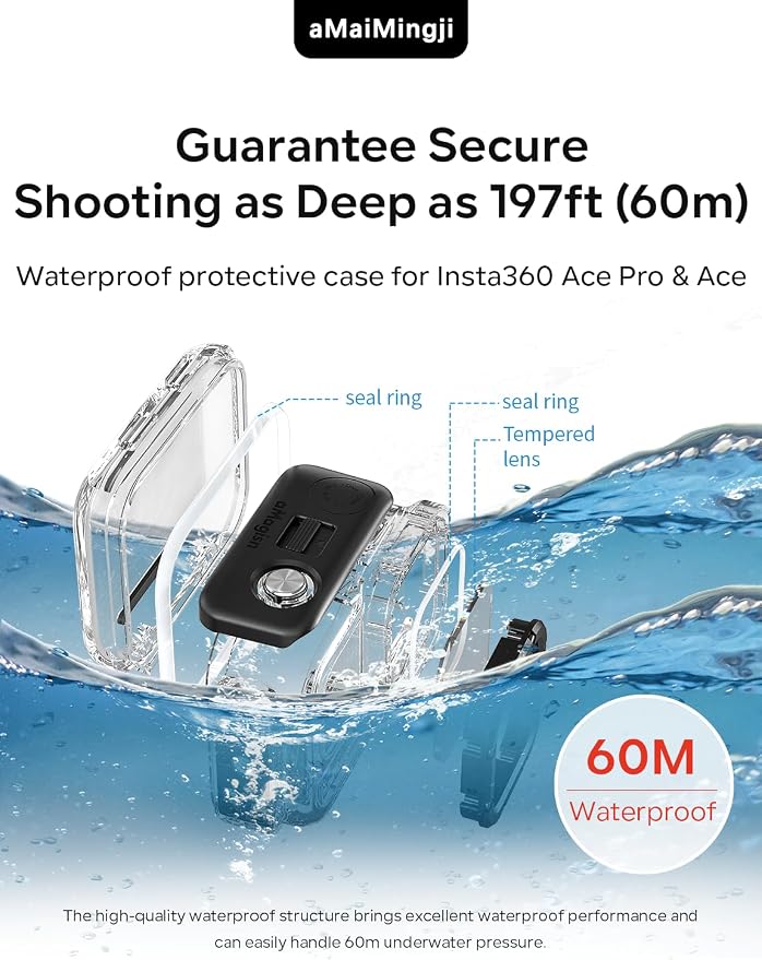 Underwater Dive Case for Insta360 Ace Pro/Ace, 60M/196FT Waterproof Case - Image 3
