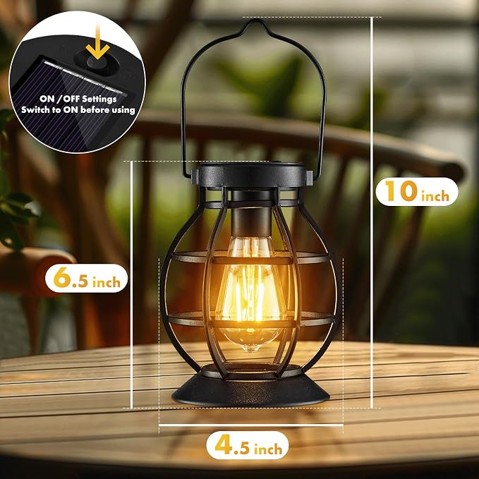 2 Pack Solar Lanterns Outdoor Hanging Lantern Lights, Metal Decor Lantern - Image 3