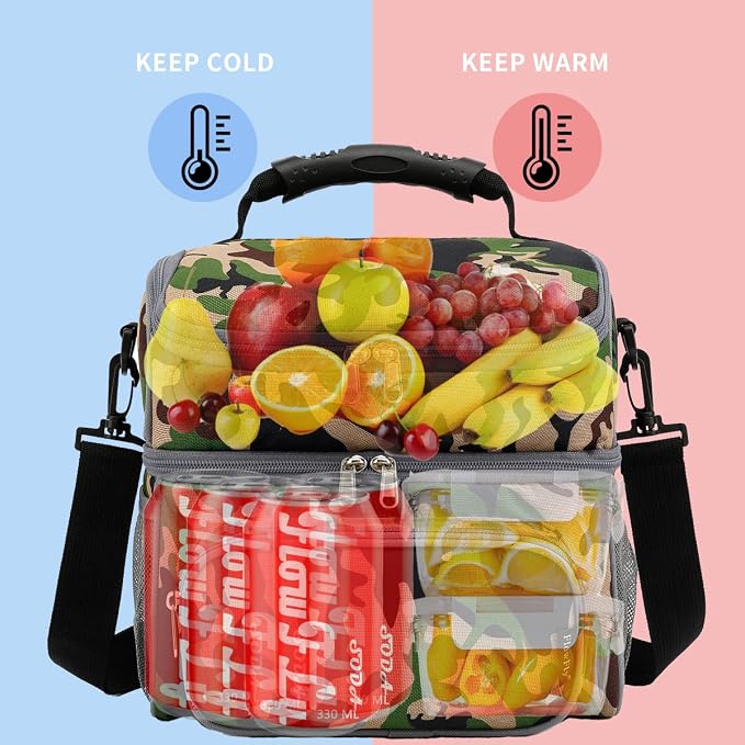 FlowFly Double Layer Cooler Insulated Lunch Bag Adult Lunch Box Large Tote Bag - Image 2