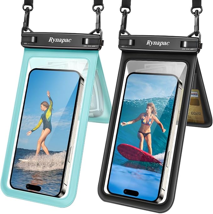 Double Space Waterproof Phone Pouch, 2 Pack Waterproof Phone Case by Rynapac