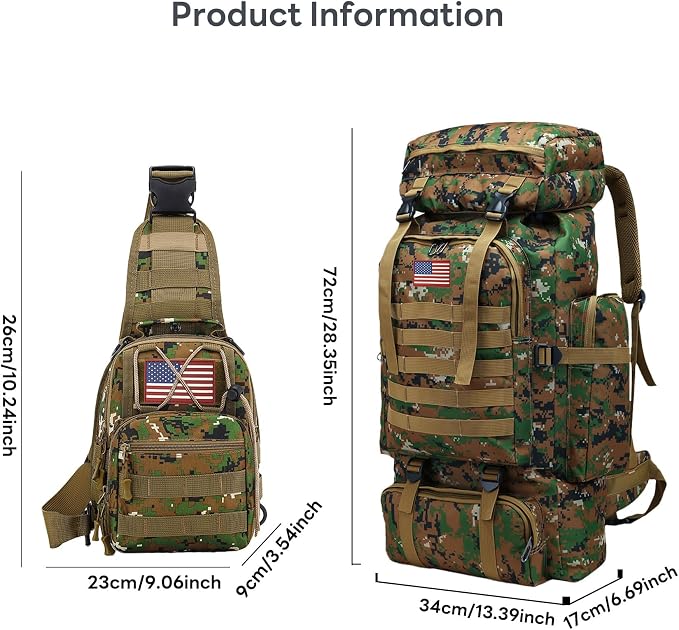 80L 2Pcs Hiking Backpack for Men - Image 6