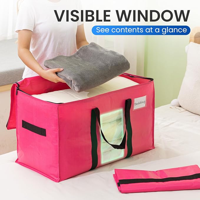 TAILI 4 Pack Pink Extra Large Moving Bags, Heavy Duty Totes - Image 2