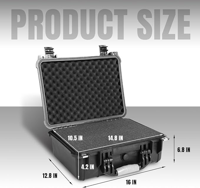 16x 12.8x 6.8 Inch Hard Case, Portable Weather Waterproof Protective Camera Case - Image 2