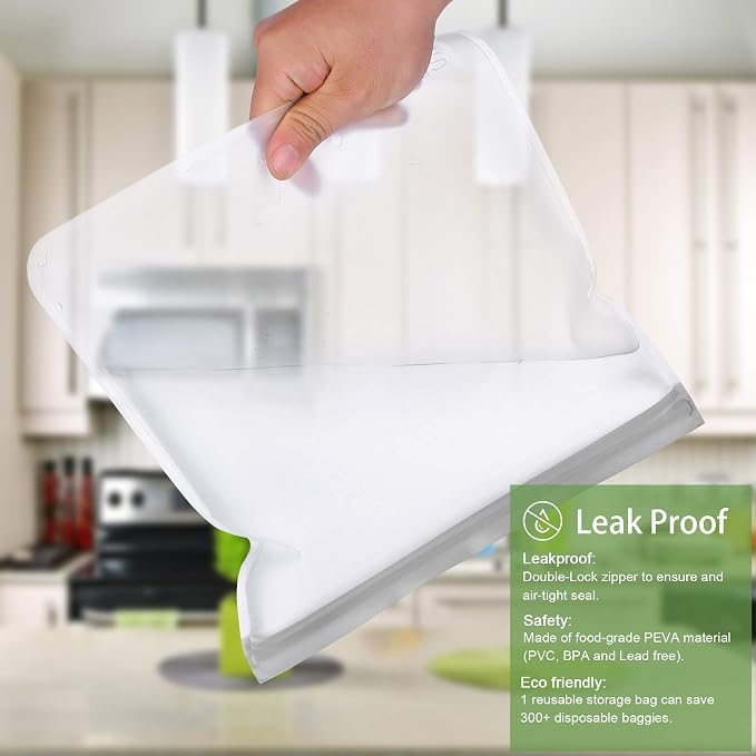 SPLF 6 Pack Reusable Gallon Freezer Bags Dishwasher Safe, BPA FREE Reusable - Image 4
