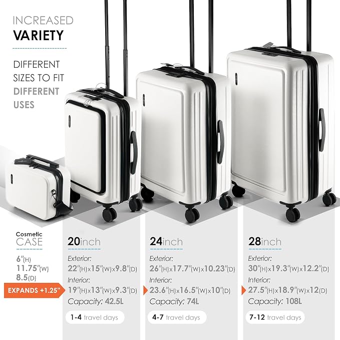 Hard Shell Luggage Sets with Spinner Wheels 4 Piece, Expandable Large Suitcases - Image 2