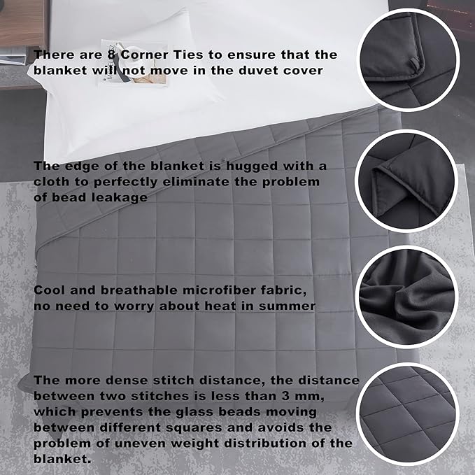 L'AGRATY Weighted Blanket 20lbs 80x87 Cooling Breathable Heavy Blanket - Image 3