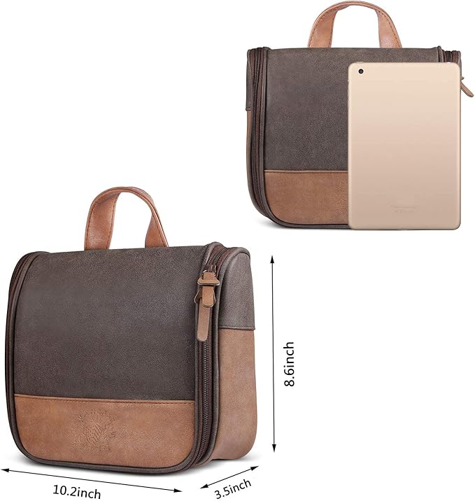 Hanging Toiletry Bag for Men VANCASE Vintage Leather Shaving Dopp Kit Medium - Image 6