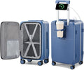 Hanke 24 Inch Luggage with Cup Holder and Charge, Top Opening Hard Shell by Hanke