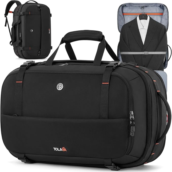 Tolaccea Travel Backpack with Garment Bag, Suit Carry On Backpack, TSA Flight by Tolaccea