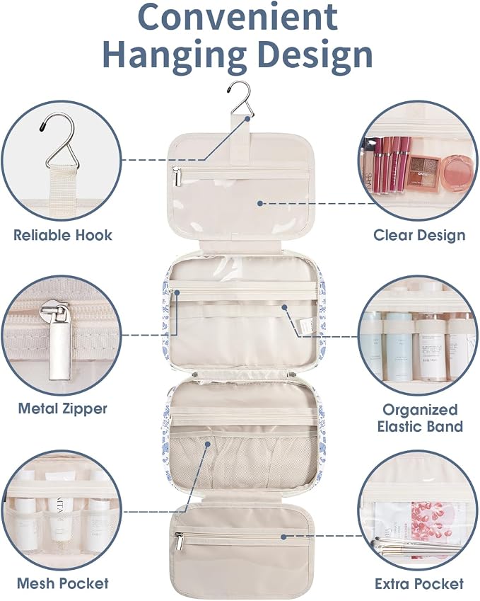 Narwey Hanging Floral Toiletry Bag - Image 4