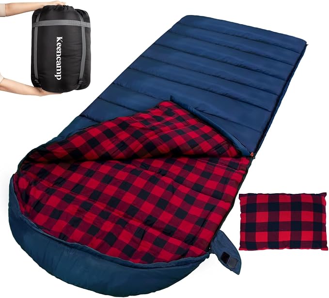 0 Degree Sleeping Bag Cotton Flannel Winter Cold Weather by Keencamp