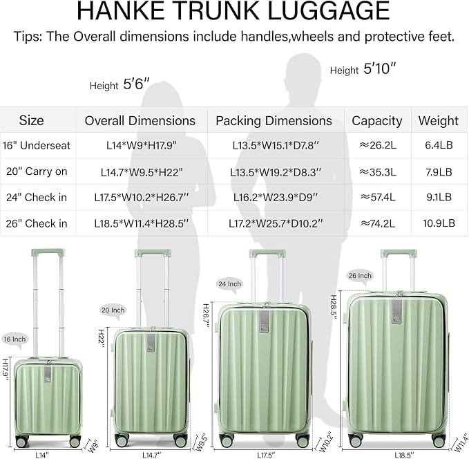 Hanke 26 Inch Large checked Luggage PC Hard Shell luggage Top Opening Aluminum - Image 4