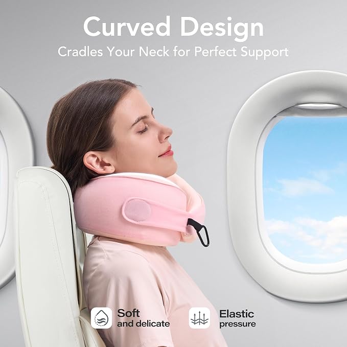 Travel Pillow, 100% Pure Memory Foam Travel Neck Pillow Airplane Neck Support - Image 4