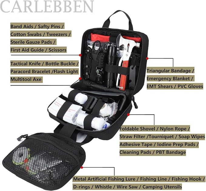 Carlebben Survival Kit Camping kit First Aid Kit Emergency Bugout Bag Gifts - Image 2