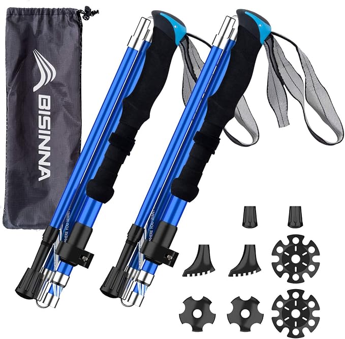 BISINNA Collapsible Trekking Hiking Poles- 2 Pack Folding Aluminum Walking by BISINNA