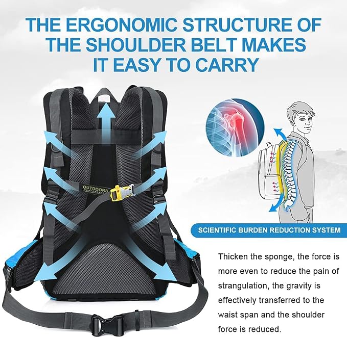 INOXTO lightweight Hiking Backpack 35L/40L Hiking Daypack - Image 2