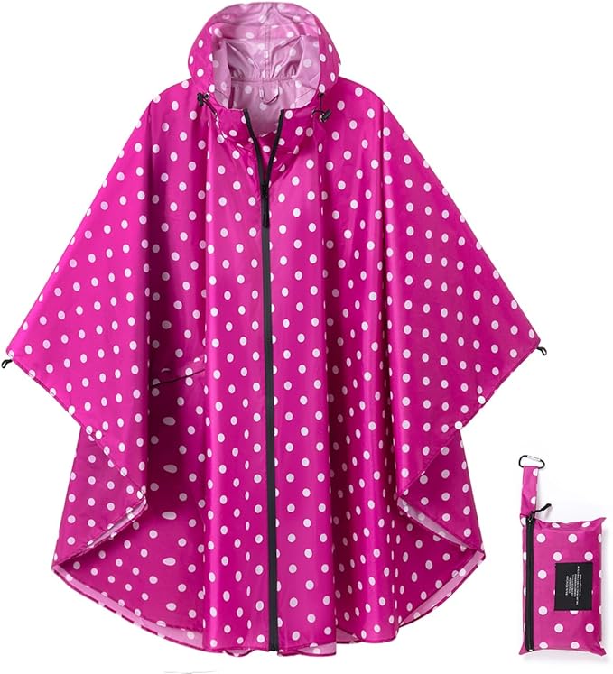 Rain Poncho Jacket Coat Hooded Zipper Style by salamra