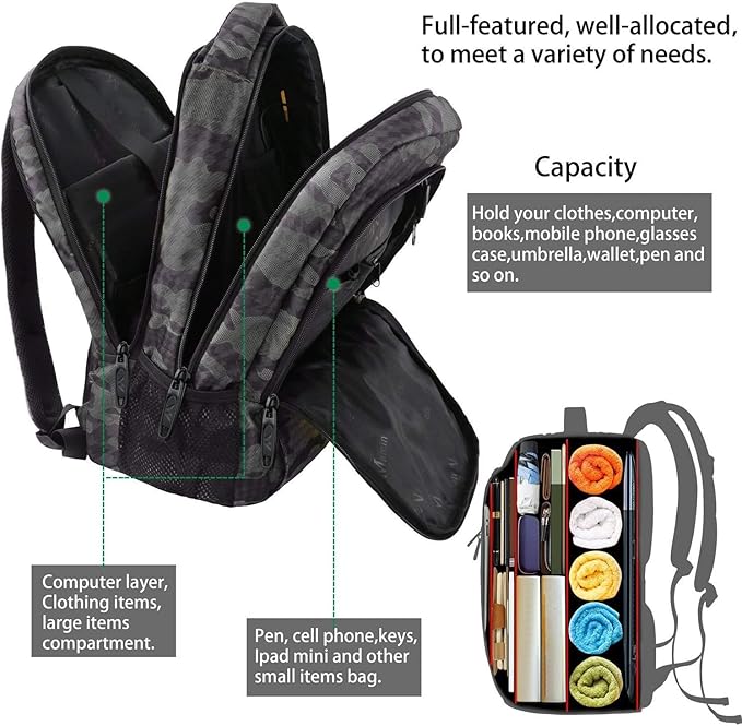 MATEIN Travel Backpack with USB, Sturdy College School Backpack - Image 4
