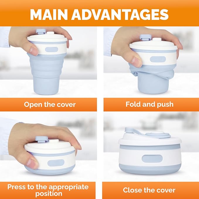 2-Pack Collapsible Coffee Cup Reusable – 12oz Leakproof Travel Coffee Mug - Image 5