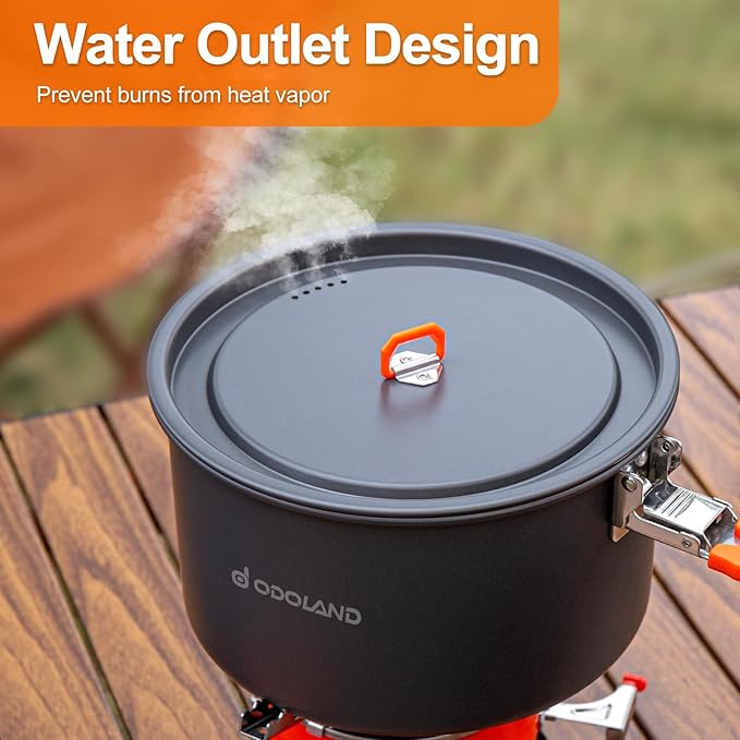 Odoland Camping Cookware Mess Kit, Non-Stick Lightweight Camping Pot and Fry - Image 5