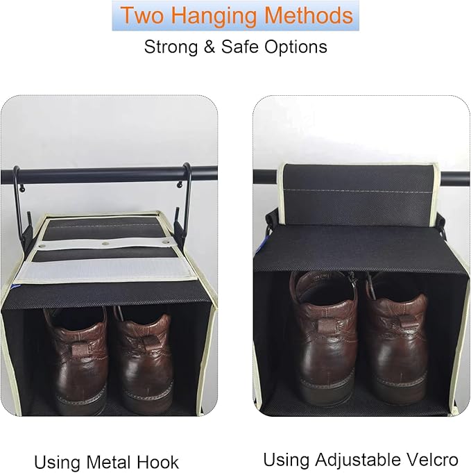 2 Pack Large-Sized Hanging Shoe Organizer 8-Shelf, Hanging Closet Organizer - Image 4