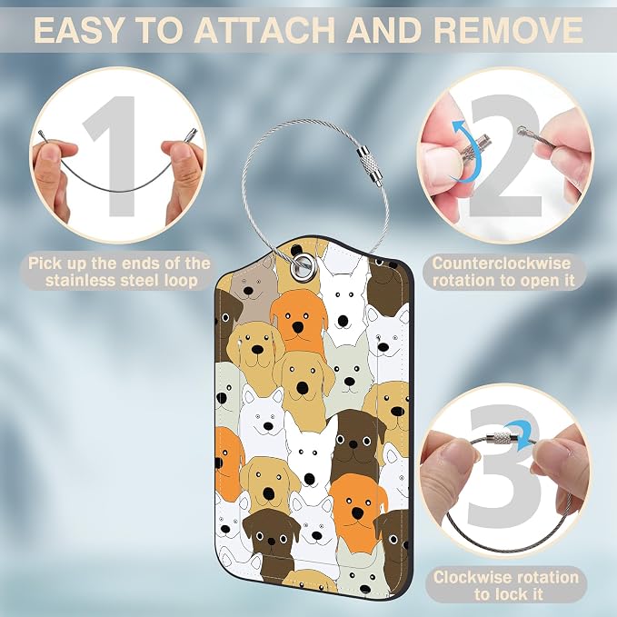 Cute Doodle Dog Set of 2 Luggage Tags - Image 4