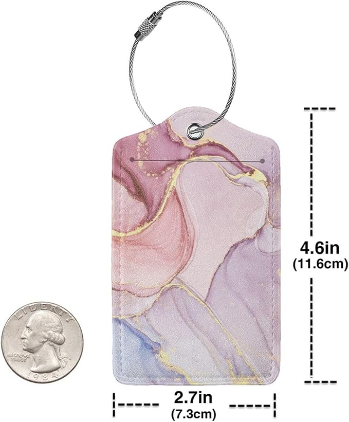 2 Pack Pink Gold Marble Luggage Tags - Image 2