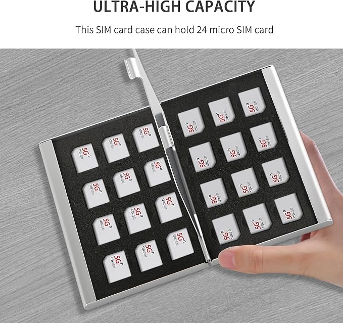 Aluminum SIM Card Case, 24Slots Ultrathin SIM Card Holder, Fit - Image 2