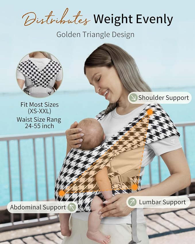 Newborn Carrier, Cozy Baby Carrier, Ergonomic Cross-Back Wrap, Hands-Free - Image 6