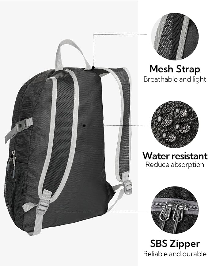 WATERFLY Small Lightweight Packable Backpack: 20l Ultra Light Foldable Travel - Image 5