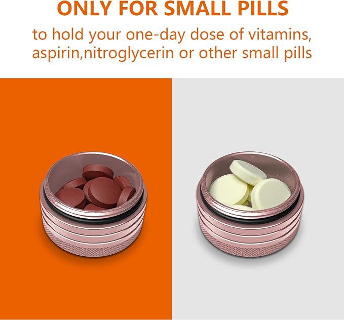 2 Sets Small Pill Box, Portable Daily Box, Aluminium Alloy Round Container - Image 5