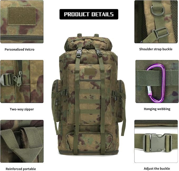 Hiking Backpack for Men 70L/100L Camping Backpack Military Rucksack Molle 3 - Image 6