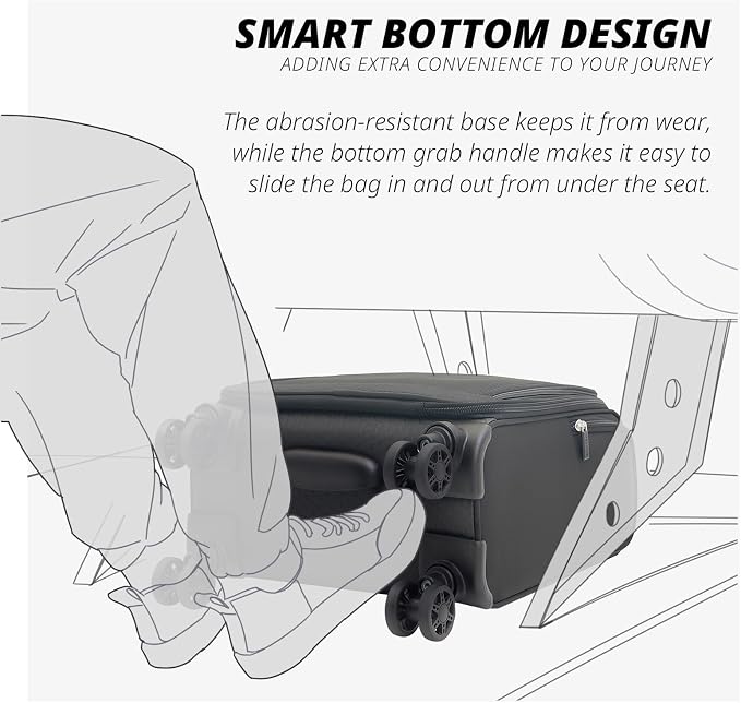 Verage Under Seat Luggage with Wheels, Softside Small Suitcase Spinner Carry On - Image 7