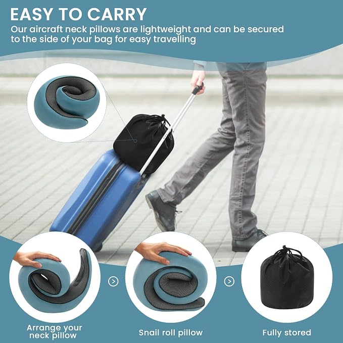 Neck Pillow, Travel Pillow uses Memory Foam to Support Neck Comfort, Ideal - Image 6