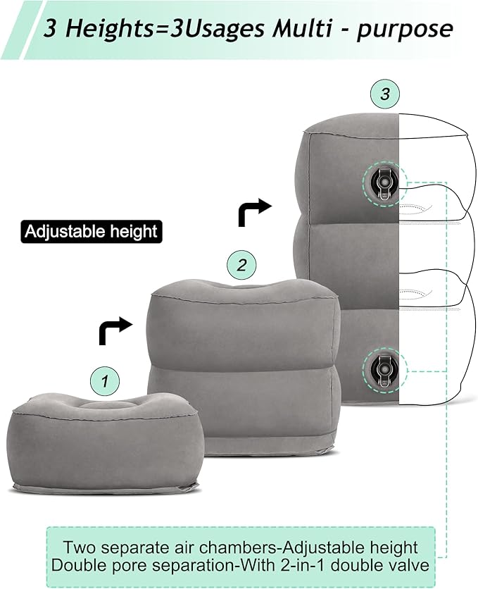 JefDiee Inflatable Travel Foot Rest Pillow, Kids Airplane Bed, Adjustable 3 - Image 5
