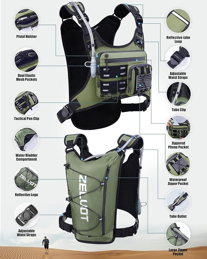 Running Vest with 2L Water Bladder, USA Original Patent, Lightweight Adjustable - Image 5