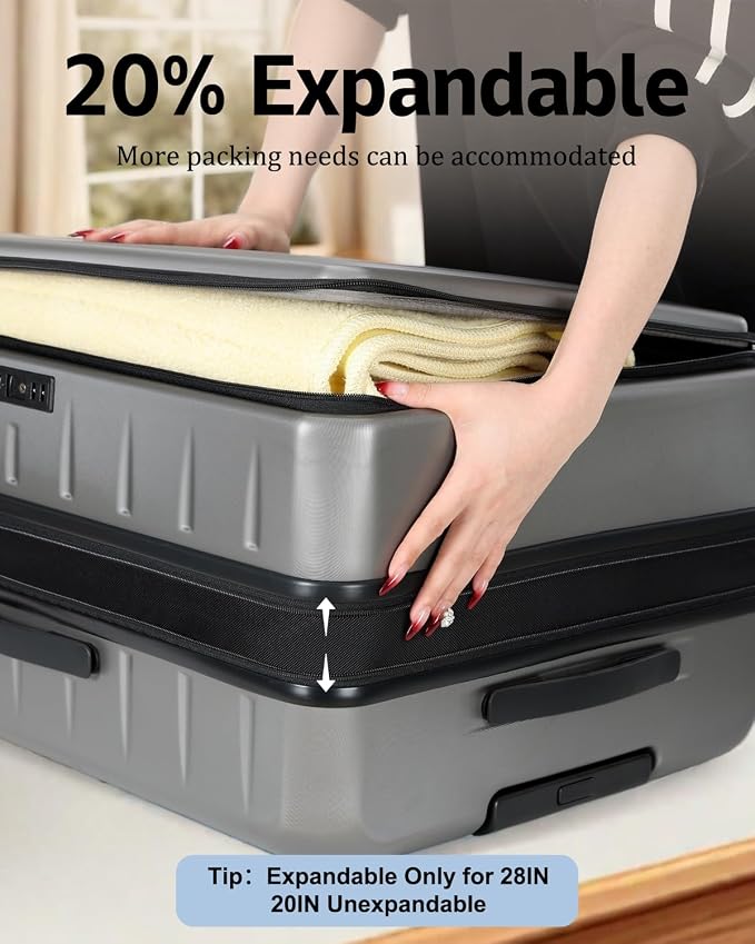 Luggage Sets 2 Pieces, 20 Inch Carry On Luggage and Expandable 28 Inch Checked - Image 4