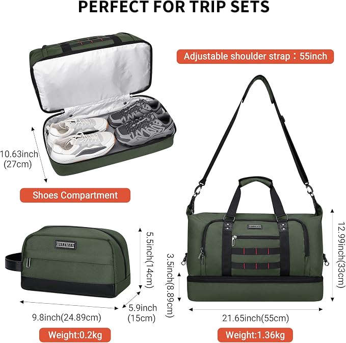 WITZMAN Travel Duffle Bags for Men Weekender Bags - Image 5