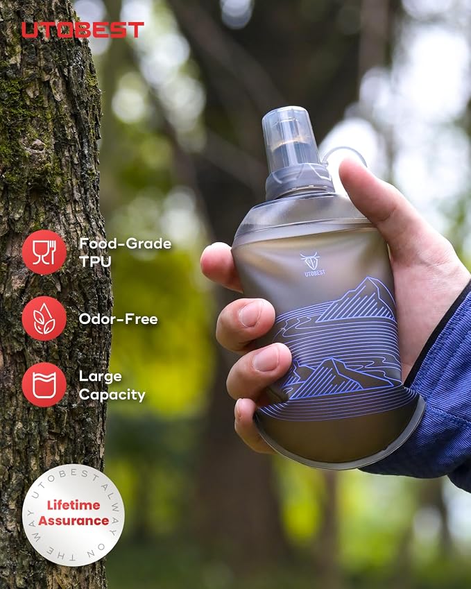 UTOBEST 200ml Soft Flask, 2 Pack Flexible TPU Hydration Water Bottle, - Image 2
