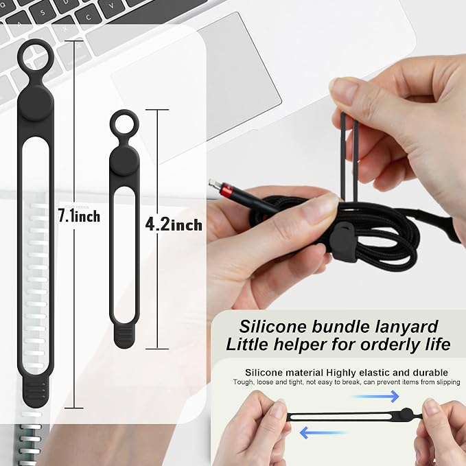 Nearockle Silicone Cable Ties Cord Organizer - Image 2