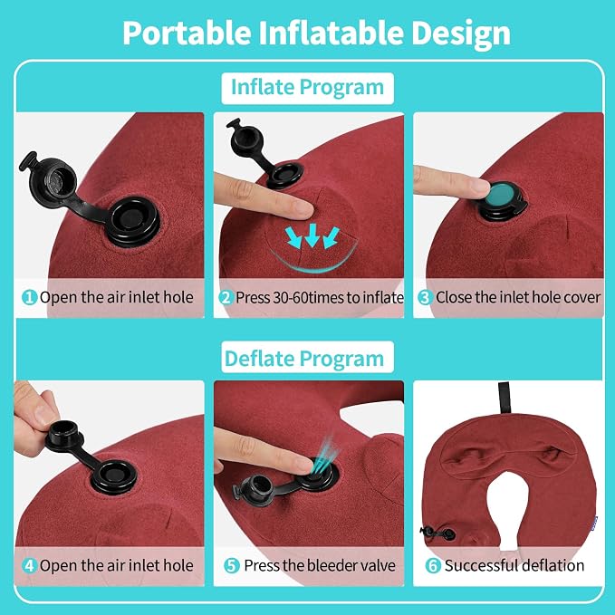 2 Pack Inflatable Travel Neck Pillows - Image 3