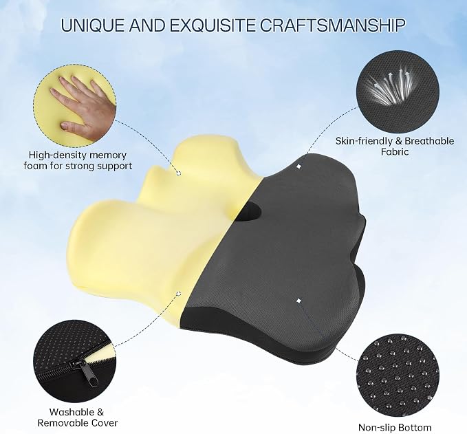 Seat Cushion, X-Large Memory Foam Office Chair Cushion, - Image 5
