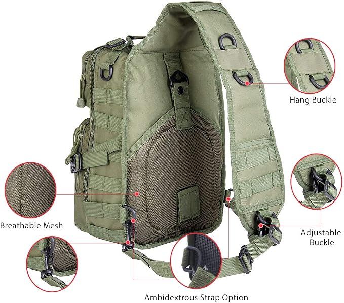 hopopower Tactical Sling Bag Pack Military Rover Shoulder Backpack EDC Assault - Image 7