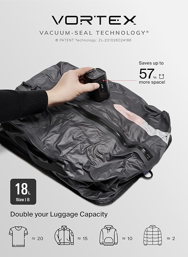 Black Voyage Reusable Vacuum Compression Travel Bag - Image 2