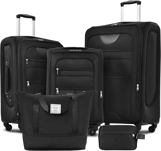 Merax Softside Luggage Set Softshell Lightweight 3 Piece Spinner Suitcase by Merax