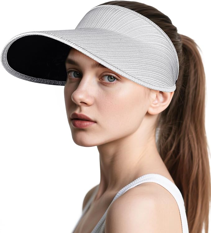 Sun Visor Hats for Women, UPF50+ Wide Brim Sun Hats Adjustable Foldable Beach by Unknown