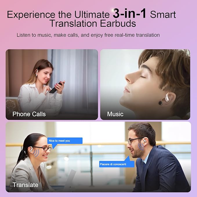 AI Translation Earbuds Real Time, 164 Language Translator Earbud 3-in-1 - Image 3
