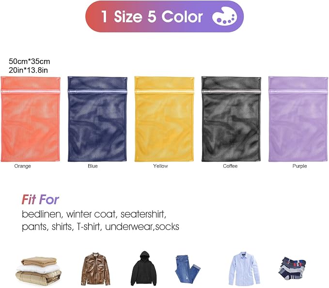 5Pcs Sturdy Mesh Laundry Bags for Delicates, Travel and Organzie - Image 6