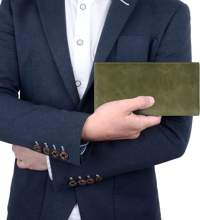 VISOUL Mens Long Bifold Checkbook Wallets Genuine Leather, Tall Checkbook RFID - Image 6